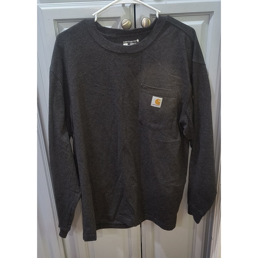 Carhartt Mens Loose Fit Heavyweight Long Sleeve Pocket T-Shirt Gray TK6023-M L